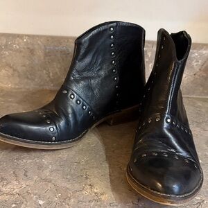 Studded Black Leather Ankle Booties